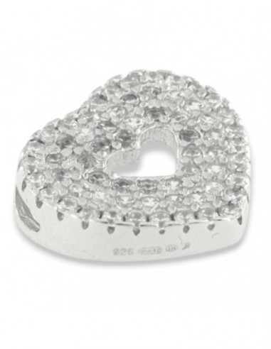 Ciondolo Argento Rodiato Cuore Zirconi Bianchi [70b7d8b8]
