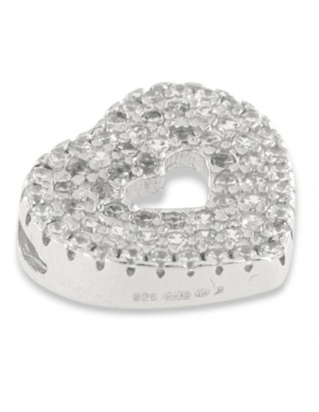 Ciondolo Argento Rodiato Cuore Zirconi Bianchi [70b7d8b8]