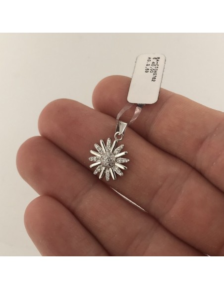 Ciondolo Argento Rodiato Margherita Zirconi Bianchi [9268a0cf]