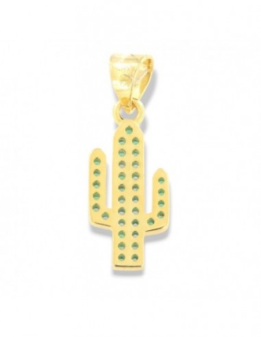 Ciondolo Argento Dorato Cactus Zirconi Verdi [0ca1f10f]