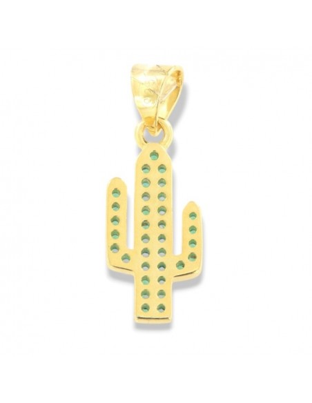 Ciondolo Argento Dorato Cactus Zirconi Verdi [0ca1f10f]