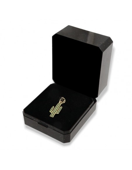 Ciondolo Argento Dorato Cactus Zirconi Verdi [bbbc300b]