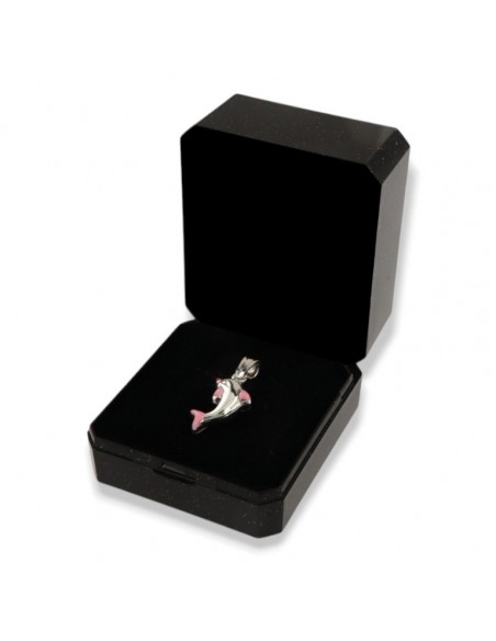 Ciondolo Argento Rodiato Delfino Smaltato Rosa e Rosso [8c94241e]