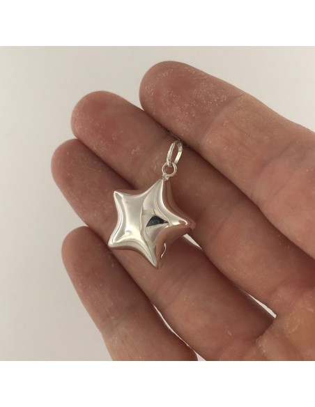 Ciondolo Argento Stella Grande Liscia 3D Bombata [285100d6]