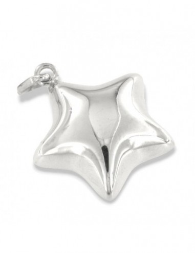 Ciondolo Argento Stella Grande Liscia 3D Bombata [9f4cc1d2]
