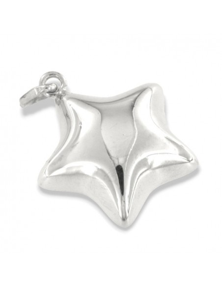 Ciondolo Argento Stella Grande Liscia 3D Bombata [9f4cc1d2]
