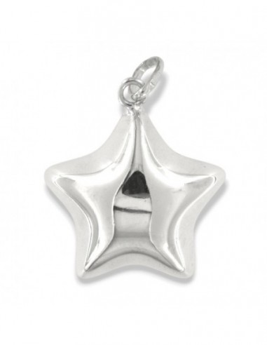 Ciondolo Argento Stella Grande Liscia 3D Bombata [9a1c86cc]