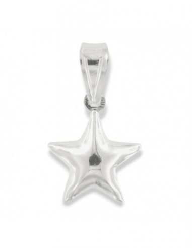 Ciondolo Argento Rodiato Stella Piccola Liscia 3D [48b10434]