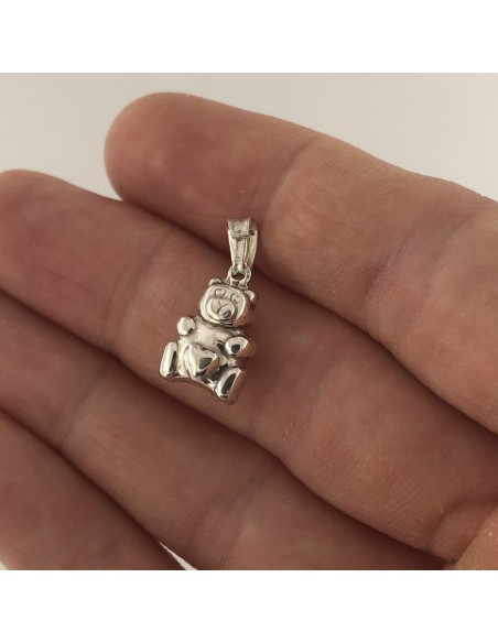 Ciondolo Argento Rodiato Orsetto Liscio [00310a02]
