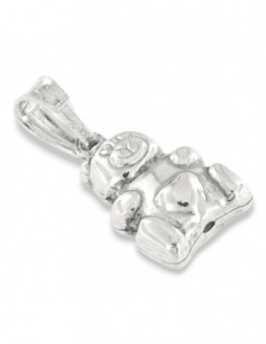 Ciondolo Argento Rodiato Orsetto Liscio [b72ccb06]