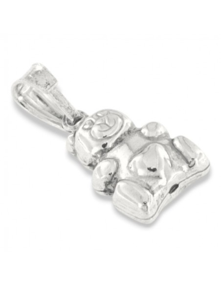 Ciondolo Argento Rodiato Orsetto Liscio [b72ccb06]