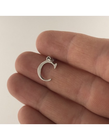 Ciondolo Argento Rodiato Lettera C Liscia [7c1e1723]