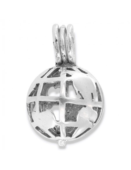Ciondolo Argento Rodiato Mappamondo Apribile 15MM [adff63f6]