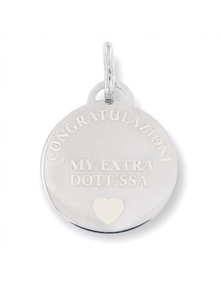 Ciondolo Argento Rodiato Piastra Tonda Incisa [e789a38a]