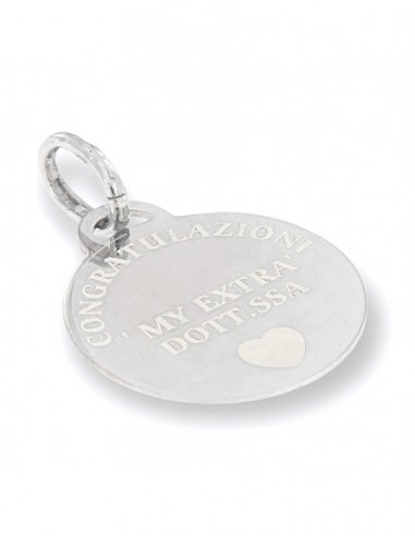 Ciondolo Argento Rodiato Piastra Tonda Incisa [ae6f1417]