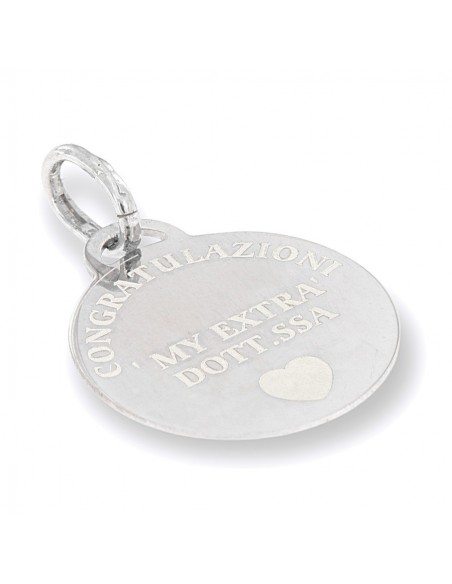 Ciondolo Argento Rodiato Piastra Tonda Incisa [ae6f1417]