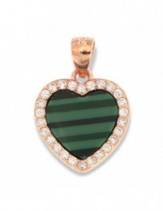 Ciondolo Argento Rodiato Cuore Malachite Verde [73170eef]