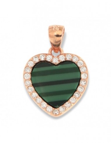 Ciondolo Argento Rodiato Cuore Malachite Verde [73170eef]