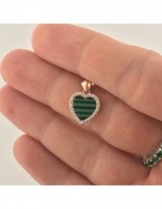 Ciondolo Argento Rodiato Cuore Malachite Verde [73170eef] 2