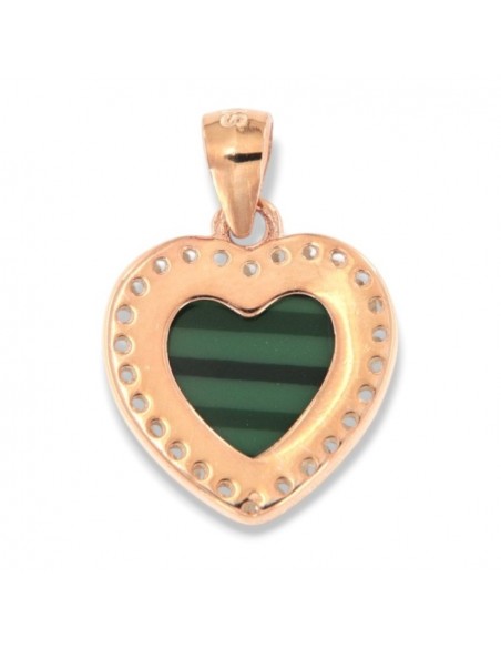 Ciondolo Argento Rodiato Cuore Malachite Verde [6955fda1]