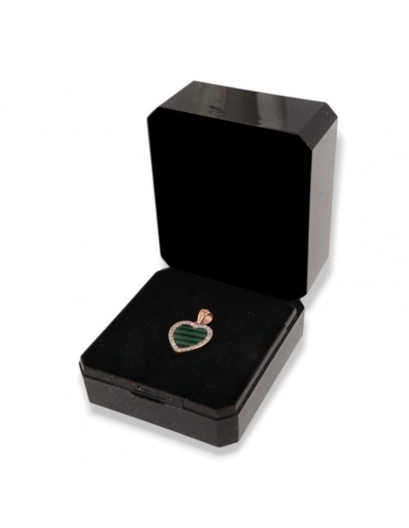 Ciondolo Argento Rodiato Cuore Malachite Verde [de483ca5]