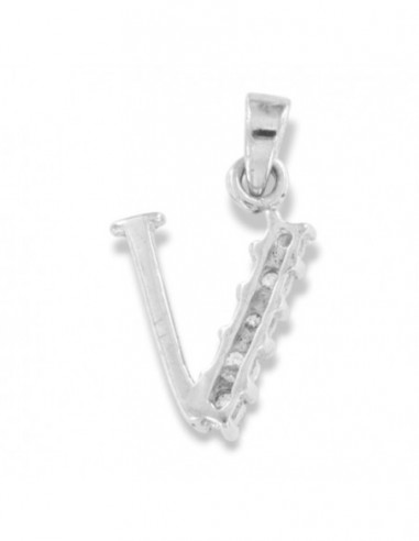 Ciondolo Argento Rodiato Iniziale Lettera V [096f2469]