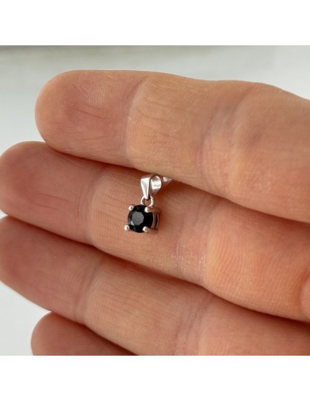 Ciondolo Argento Rodiato Punto Luce 5MM Zircone Nero [cf7c60e4]
