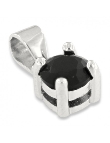 Ciondolo Argento Rodiato Punto Luce 5MM Zircone Nero [7861a1e0]