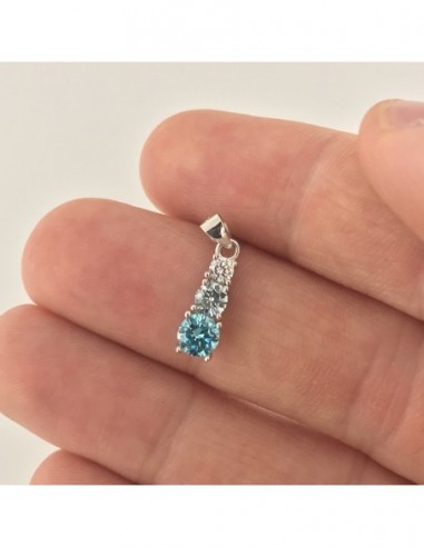 Ciondolo Argento Rodiato Punto Luce 3 Zirconi Celesti Bianchi [3c0c5a68]