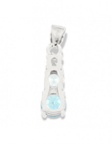Ciondolo Argento Rodiato Punto Luce 3 Zirconi Celesti Bianchi [8e41dc72]