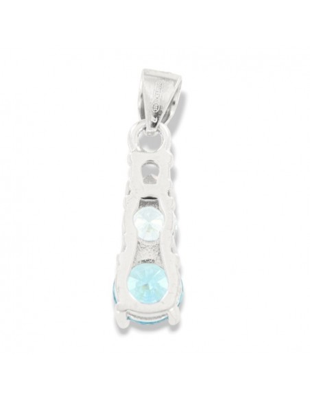 Ciondolo Argento Rodiato Punto Luce 3 Zirconi Celesti Bianchi [8e41dc72]
