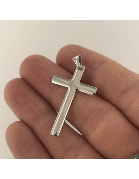 Ciondolo Argento Rodiato Croce Lucida [5b4475a9]