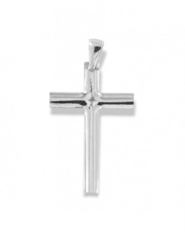 Ciondolo Argento Rodiato Croce Lucida [e909f3b3]