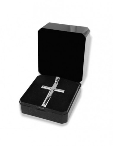 Ciondolo Argento Rodiato Croce Lucida [5e1432b7]