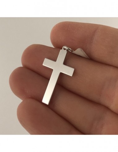 Ciondolo Argento Rodiato Croce Liscia 28MM [ce037eac]