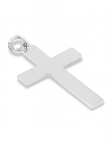 Ciondolo Argento Rodiato Croce Liscia 28MM [791ebfa8]