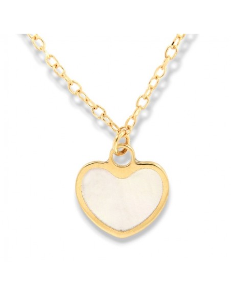 Collana Oro Giallo Cuore Madreperla Bianca [79aa2017]
