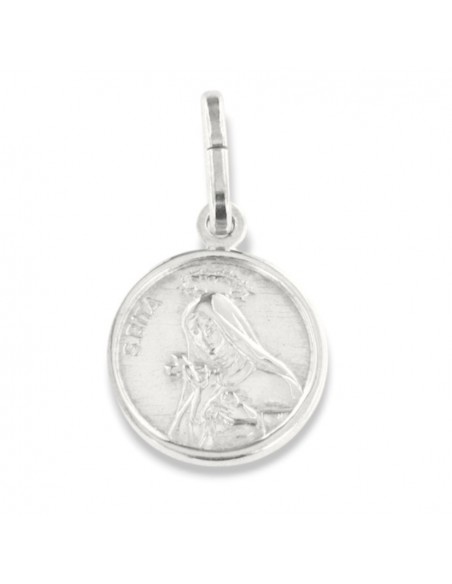 Ciondolo Argento Rodiato Piastra Tonda Santa Rita [4b96fb53]