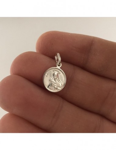 Ciondolo Argento Rodiato Piastra Tonda Santa Rita [ef992cd9]