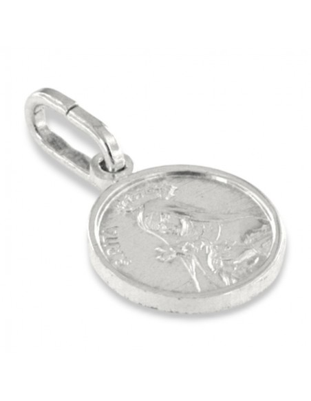 Ciondolo Argento Rodiato Piastra Tonda Santa Rita [5884eddd]