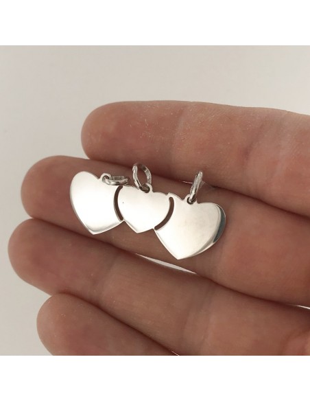 Ciondolo Argento Rodiato Tre Cuori Uniti [e287a976]