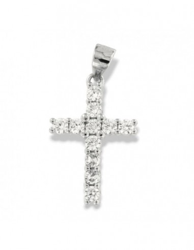 Ciondolo Argento Rodiato Croce Zirconi Bianchi [4b4ff72d]