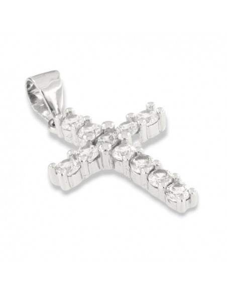 Ciondolo Argento Rodiato Croce Zirconi Bianchi [b122cb2f]