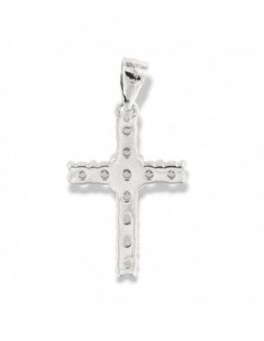 Ciondolo Argento Rodiato Croce Zirconi Bianchi [b4728c31]