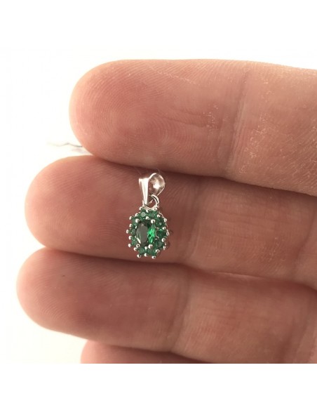 Ciondolo Argento Rodiato Principessa Verde 4x3MM [567f76f2]