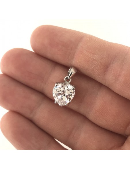 Ciondolo Argento Rodiato Cuore Zircone Bianco [45a4431a]