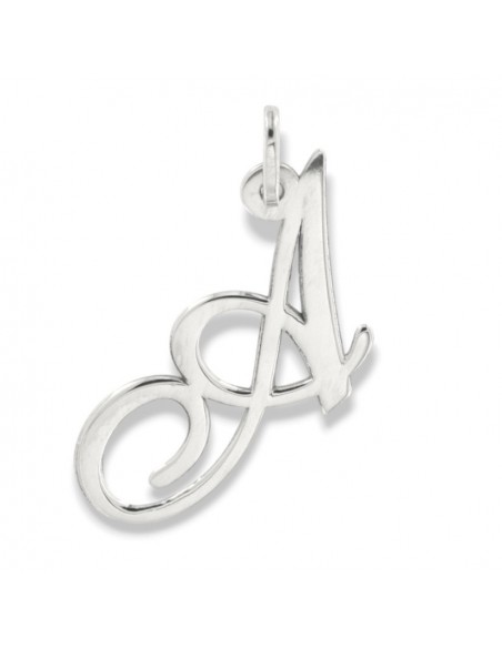 Ciondolo Oro Bianco Iniziale Lettera A Corsivo [4a081f02]