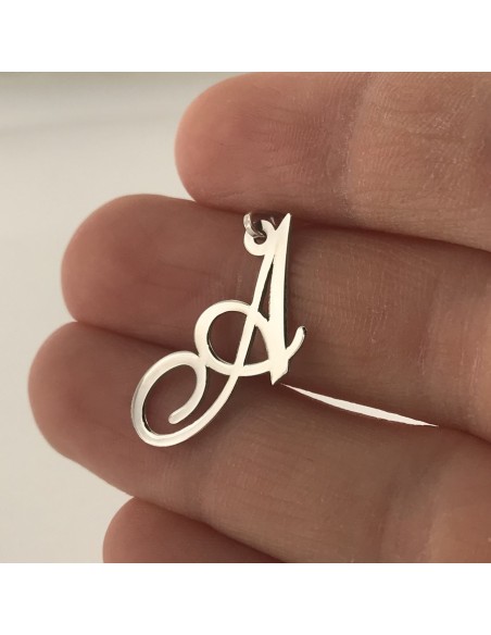 Ciondolo Oro Bianco Iniziale Lettera A Corsivo [c9ff8e12]