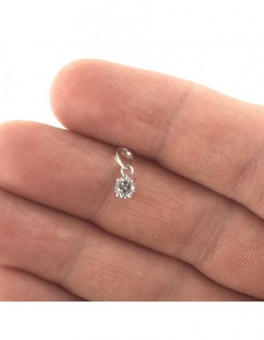 Ciondolo Oro Bianco Punto Luce Zircone 4MM [a74df972]