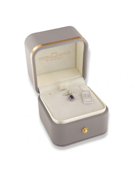 Ciondolo Oro Bianco Ametista Centrale Zirconi [e927c585]